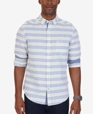 Nautica Men's Classic-fit Stripe Linen-blend Shirt