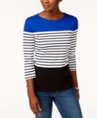Karen Scott Colorblocked Button-detail Top, Only At Macy's