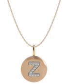 14k Rose Gold Necklace, Diamond Accent Letter Z Disk Pendant