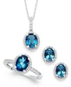 London Blue Topaz And White Topaz Jewelry Set (5-1/2 Ct. T.w.) In Sterling Silver