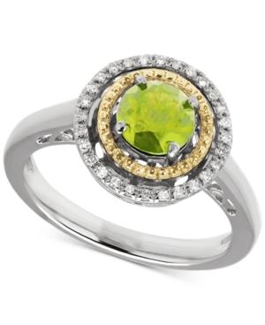 Peridot (1 Ct. T.w.) & Diamond Accent Two-tone Ring In Sterling Silver & 14k Gold