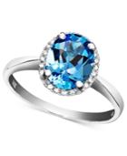14k White Gold Ring, Blue Topaz (2 Ct. T.w.) And Diamond Accent Oval