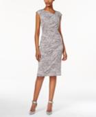 Connected Cap-sleeve Pleated Sheath Dress