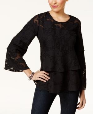 Style & Co Burnout Tiered Blouse, Created For Macy's