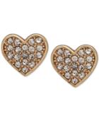Dkny Gold-tone Pave Heart Stud Earrings