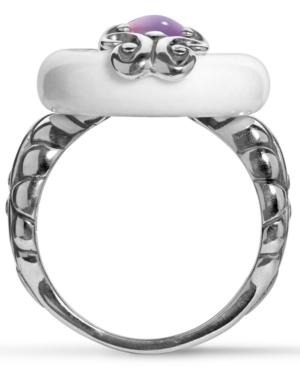 Carolyn Pollack Sterling Silver, Amethyst And White Agate Ring