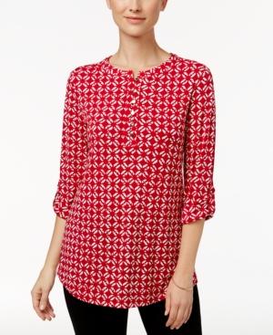 Charter Club Batik-print Henley Top, Only At Macy's
