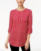 Charter Club Batik-print Henley Top, Only At Macy's