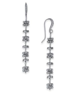 I.n.c. Silver-tone Pave Rondelle Bead Linear Drop Earrings, Created For Macy's