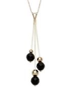 Onyx And Gold Bead Y-necklace In 14k Gold