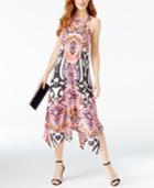 Inc International Concepts Printed Handkerchief-hem Midi Dress, Created For Macy's