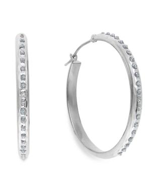 Diamond Accent Hoop Earrings In 14k Yellow Or White Gold