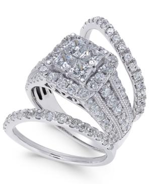 Diamond 3-pc. Bridal Set (3 Ct. T.w.) In 14k White Gold