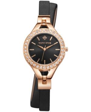 Women's 'joliet Crystal Accented Quartz Double Wrapped Vegan Leather Strap Watch Set