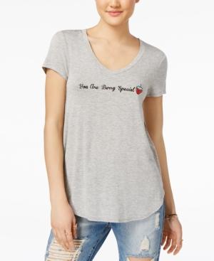 Rebellious One Juniors' Embroidered Fruit Graphic T-shirt