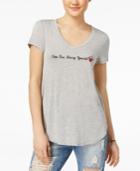 Rebellious One Juniors' Embroidered Fruit Graphic T-shirt
