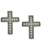Men's Diamond Cross Stud Earrings (1/10 Ct. T.w.) In Stainless Steel