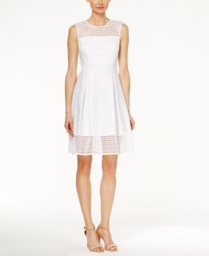 Calvin Klein Crochet Sleeveless Fit & Flare Dress