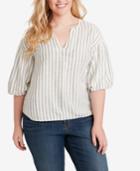 Jessica Simpson Juniors' Plus Size Bubble-sleeve Top