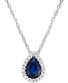 Sapphire (3/4 Ct. T.w.) & Diamond Accent Pendant Necklace In 14k White Gold