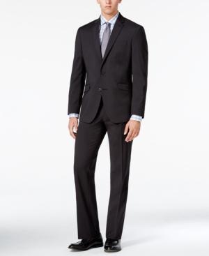 Kenneth Cole Reaction Men's Slim-fit Techni-cole Charcoal Micro Check Suit