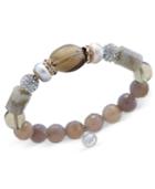Paul & Pitu Naturally 14k Gold-plated Brown Semi-precious Stone Stretch Bracelet