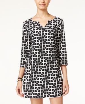 Be Bop Juniors' Printed Split-neck Shift Dress