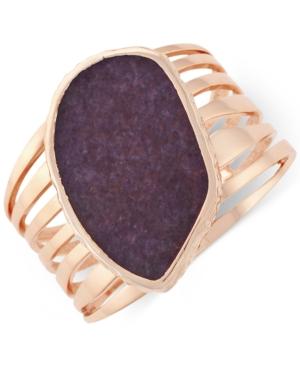 Vince Camuto Rose Gold-tone Large Stone Cuff Bracelet