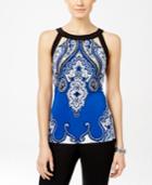 Inc International Concepts Printed Cutout Halter Top, Only At Macy's