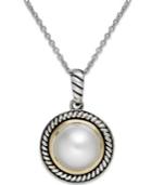 Cultured Freshwater Pearl Rope Pendant Necklace In Sterling Silver And 14k Gold (10mm)
