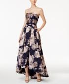 Xscape Floral-print Brocade Strapless Gown
