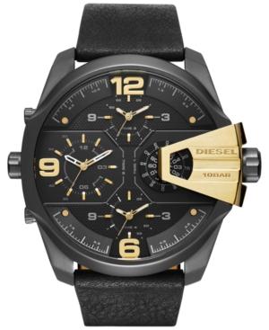 Diesel Men's Chronograph Uberchief Black Leather Strap Watch 55x62mm Dz7377