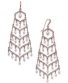I.n.c. Silver-tone Pave & Imitation Pearl Chandelier Earrings, Created For Macy's