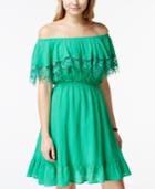 Xoxo Juniors' Crochet-trim Off-the-shoulder Dress