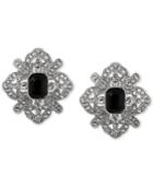 2028 Silver-tone Black Stone Fancy Button Stud Earrings, A Macy's Exclusive Style