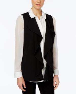 Calvin Klein Ruffled Open-front Vest