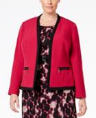 Kasper Plus Size Zip-pocket Open-front Blazer
