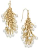 I.n.c. Gold-tone Imitation Pearl Shaky Chandelier Earrings, Created For Macy's