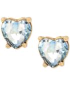 Betsey Johnson Gold-tone Blue Stone Heart Stud Earrings