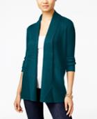 Jm Collection Petite Open-front Ribbed Cardigan, Only At Macy's