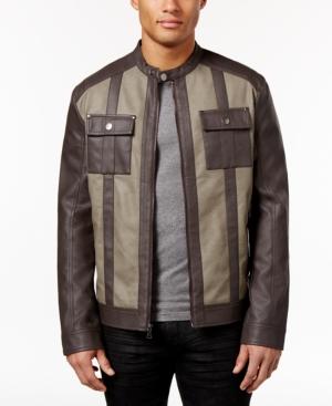 Inc International Concepts Men's Colorblocked Faux-leather Jacket, Created For Macy's
