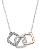 Giani Bernini Tri-tone Square Pendant Necklace In 18k Rose Gold Over Sterling Silver And Sterling Silver