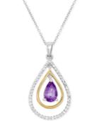 Amethyst (7 Ct. T.w.) And White Topaz Pendant Necklace In Sterling Silver And 14k Gold