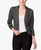 Bar Iii Striped Ruched-sleeve Cropped Blazer, Only At Macy's