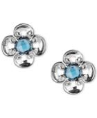 Carolyn Pollack Blue Topaz Flower Stud Earrings (4-3/8 Ct. T.w.) In Sterling Silver