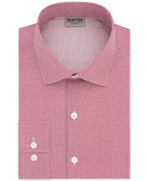 Kenneth Cole Reaction Men's Slim-fit Techni-cole Flex Collar Performance Crimson Print Dress Shirt