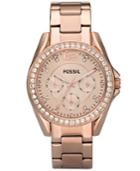 Fossil Women's Riley Rose Gold Plated Stainless Steel Bracelet Watch 38mm Es2811