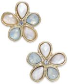 Lonna & Lilly Gold-tone Multi-stone Flower Stud Earrings