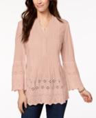 Style & Co Cotton Eyelet Shirt, Created For Macy's