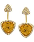 Effy Citrine (6-1/5 Ct. T.w.) And Diamond (5/8 Ct. T.w.) Earrings In 14k Gold
